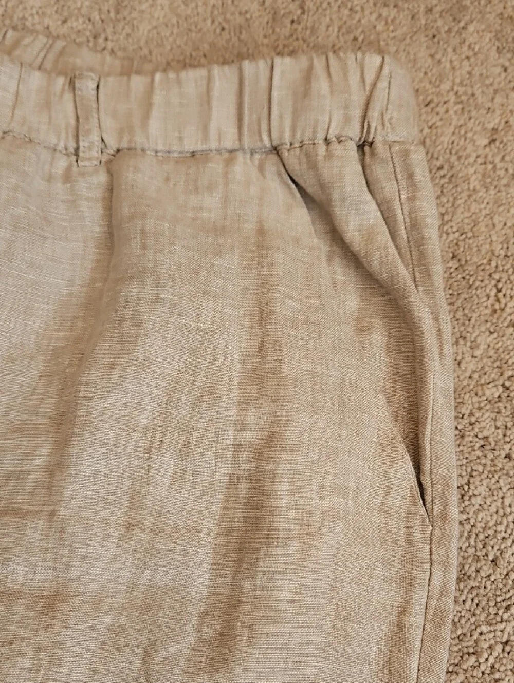Quince Wide-Leg 100% Linen Pants in Light Tan